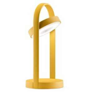 Pedrali Žlutá kovová bezdrátová stolní LED lampa Giravolta 33 cm
