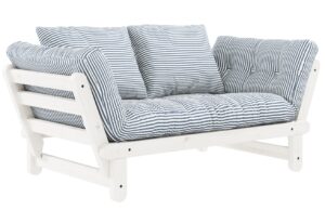 Modro-bílá dvoumístná rozkládací pohovka Karup Design Beat 162 cm s bílou konstrukcí