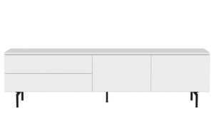 Bílý lakovaný TV stolek Tenzo Plain 210 x 45 cm s kovovou podnoží