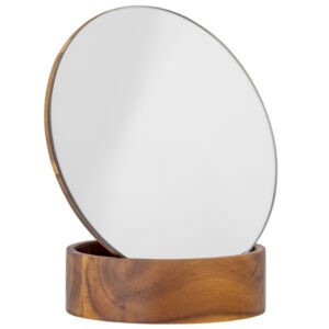 Hnědé dřevěné kosmetické zrcadlo Bloomingville Rita 17 cm
