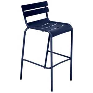 Tmavě modrá kovová barová židle Fermob Luxembourg 80 cm